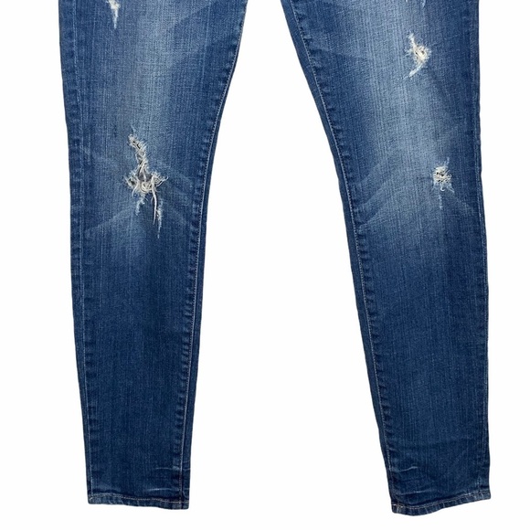 Abercrombie & Fitch Perfect Stretch Skinny Mid Rise Distressed Jeans Size 4 R - Picture 3 of 14